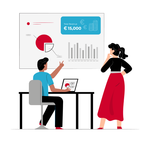Man and a woman studying customer experience